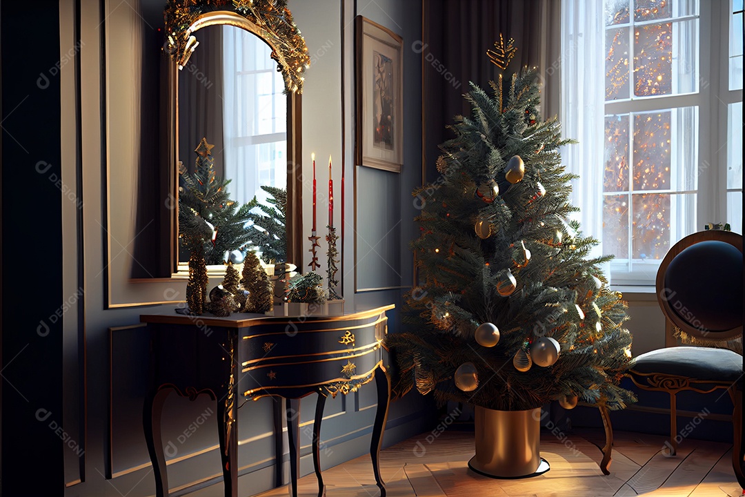 Decore a sala de recepção Feliz Natal e Ano Novo