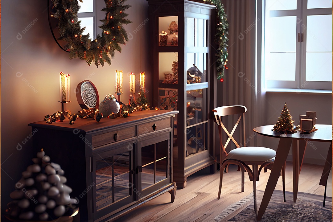 Decore a sala de recepção Feliz Natal e Ano Novo