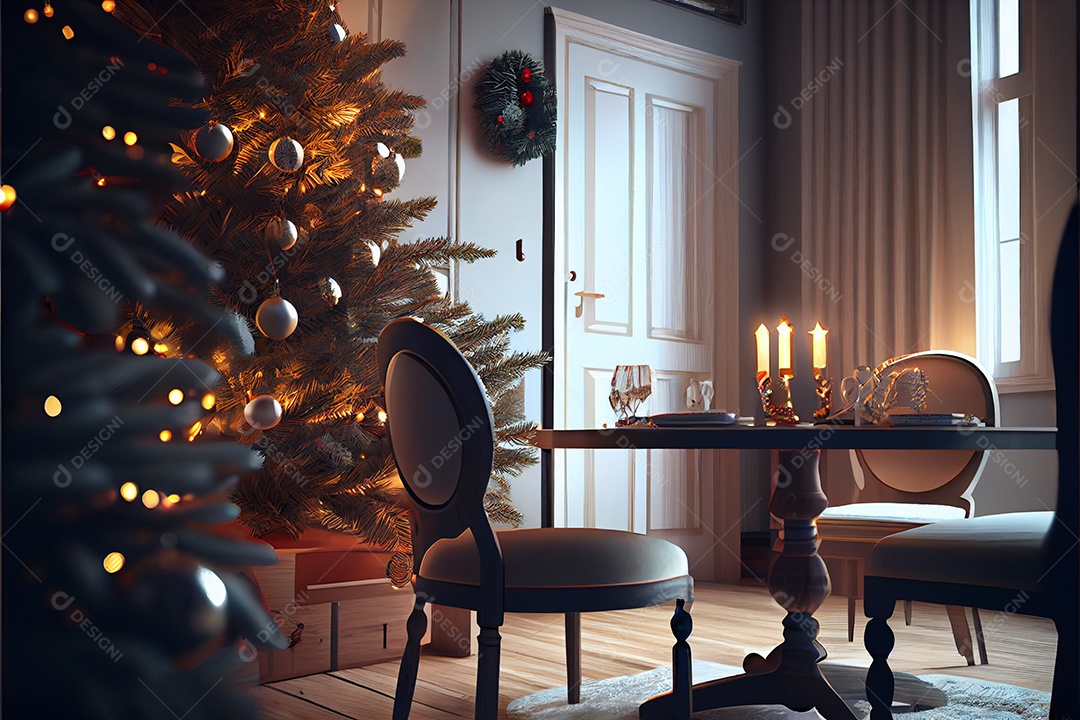 Decore a sala de recepção Feliz Natal e Ano Novo