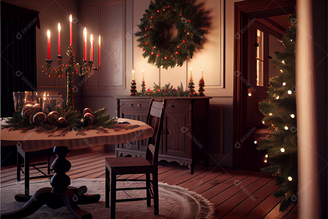 Decore a sala de recepção Feliz Natal e Ano Novo