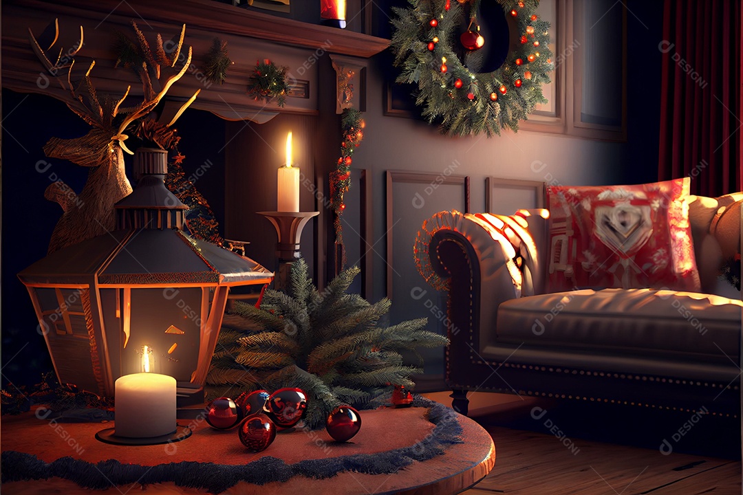 Decore a sala de recepção Feliz Natal e Ano Novo