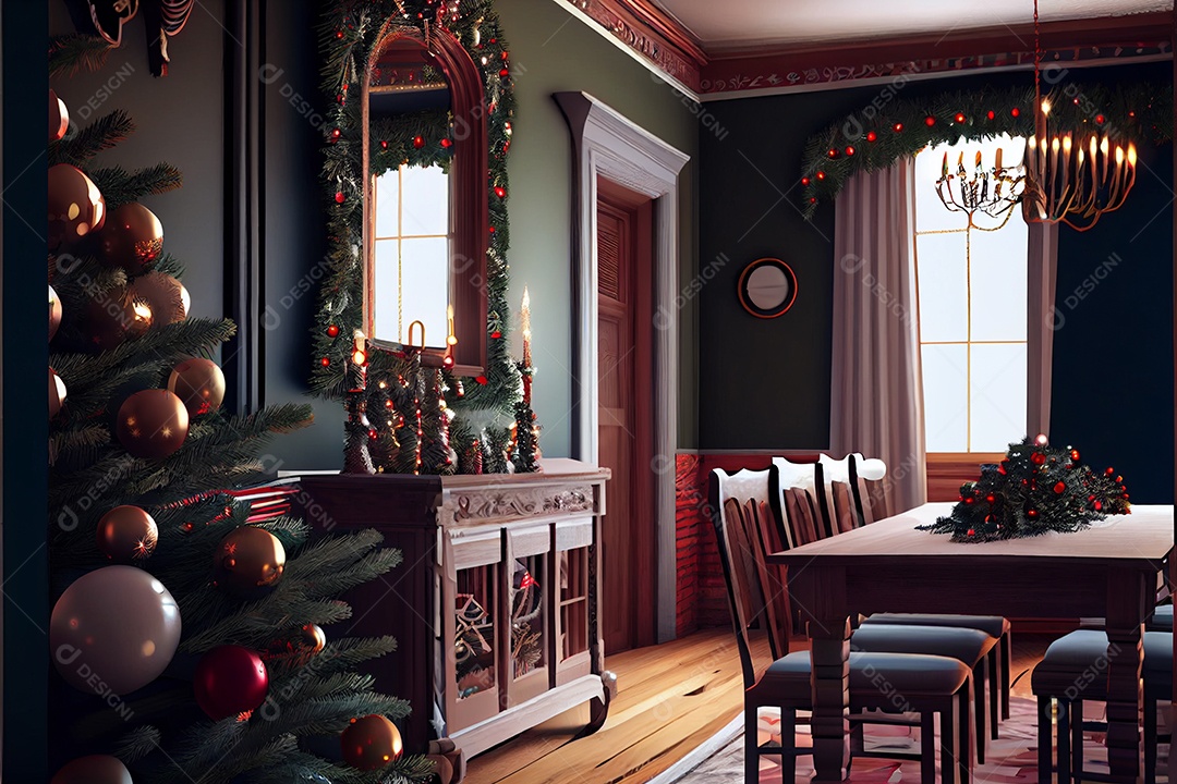 Decore a sala de recepção Feliz Natal e Ano Novo