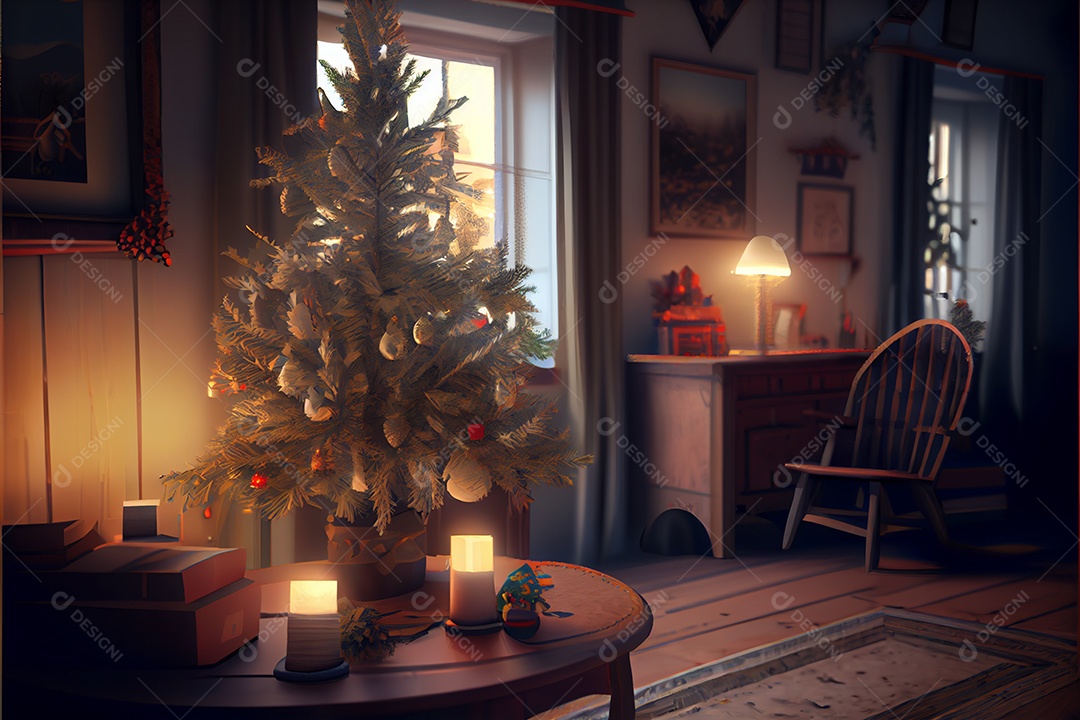 Decore a sala de recepção Feliz Natal e Ano Novo