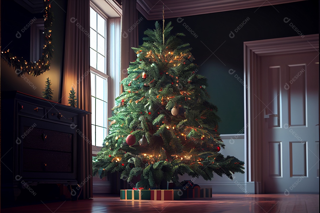 Decore a sala de recepção Feliz Natal e Ano Novo