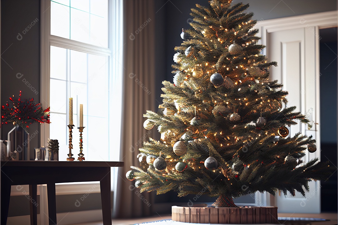 Decore a sala de recepção Feliz Natal e Ano Novo