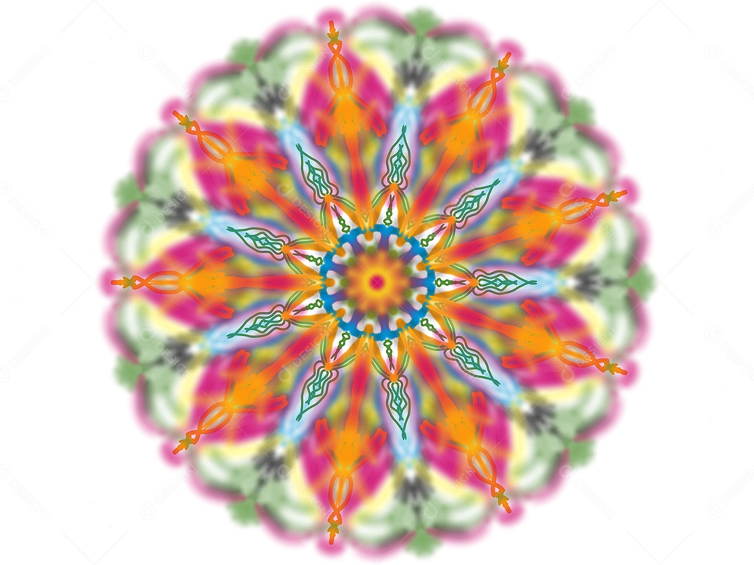 Macro concêntrico rosa do centro da flor. Design de mandala caleidoscópica