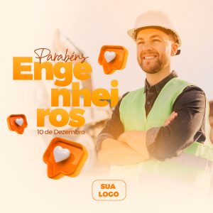 Parabéns Engenheiros 10 de Dezembro Social Media PSD Editável