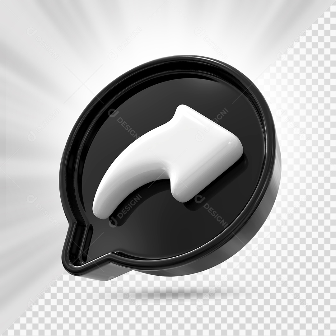 Ícone de Compartilhamento Branco e Preto de Redes Sociais Elemento 3D PSD