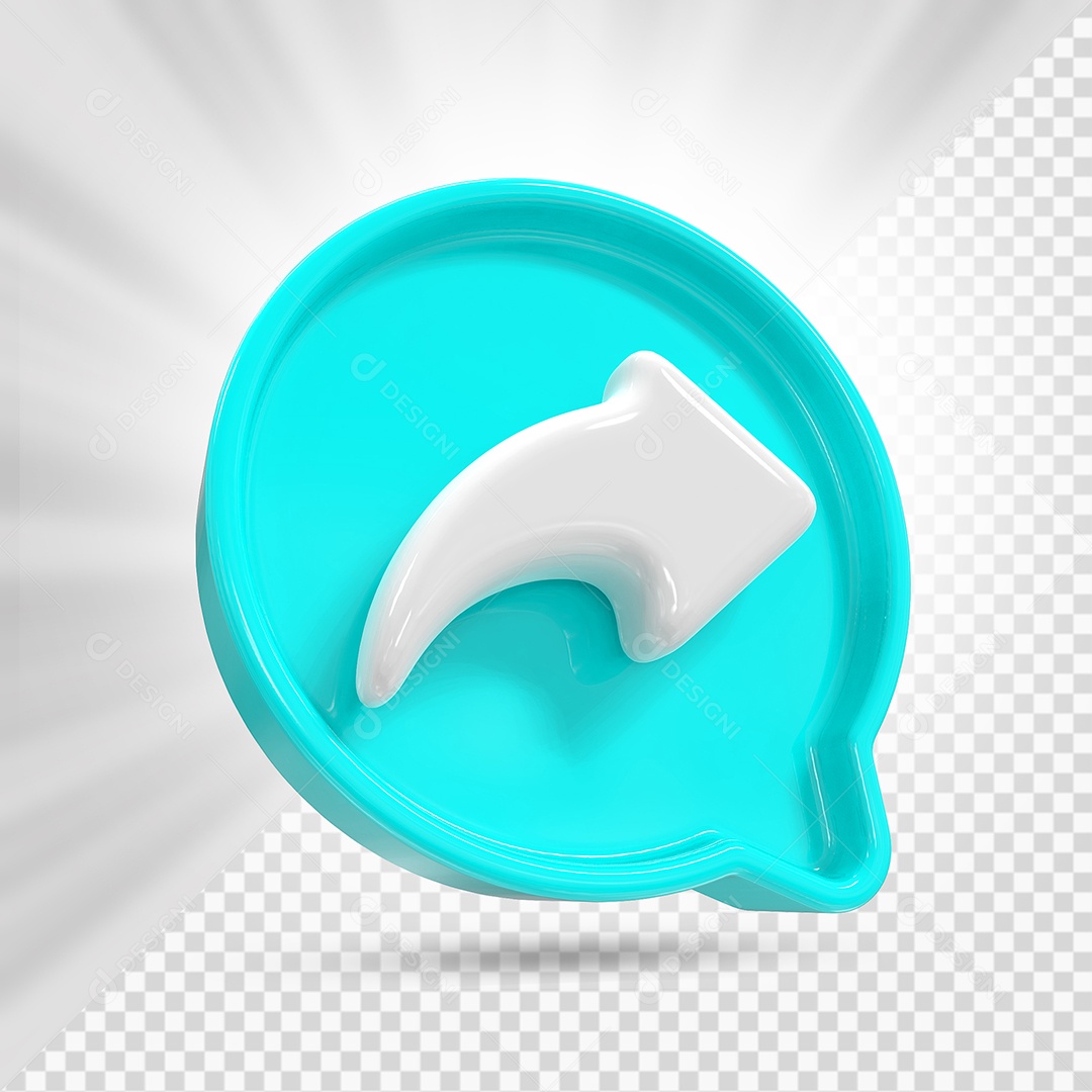 Ícone de Compartilhamento Branco e Azul Marinho de Redes Sociais Elemento 3D PSD