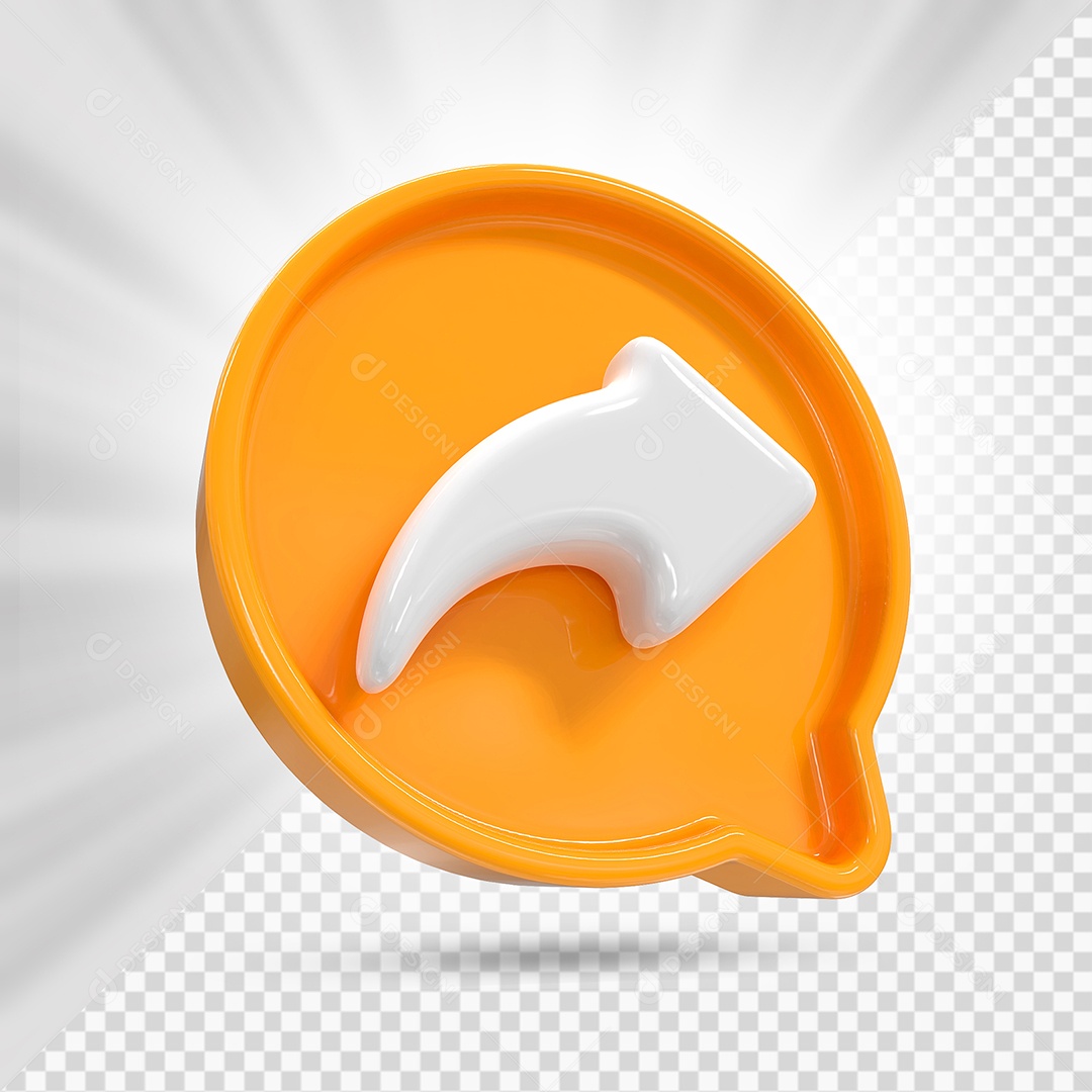 Ícone de Compartilhamento Branco e Laranja de Redes Sociais Elemento 3D PSD