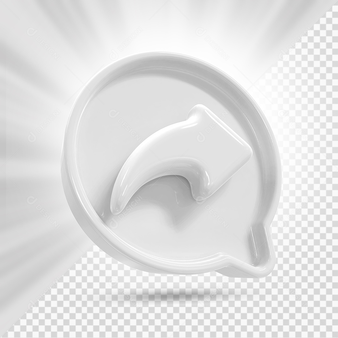 Ícone de Compartilhamento Branco de Redes Sociais Elemento 3D PSD