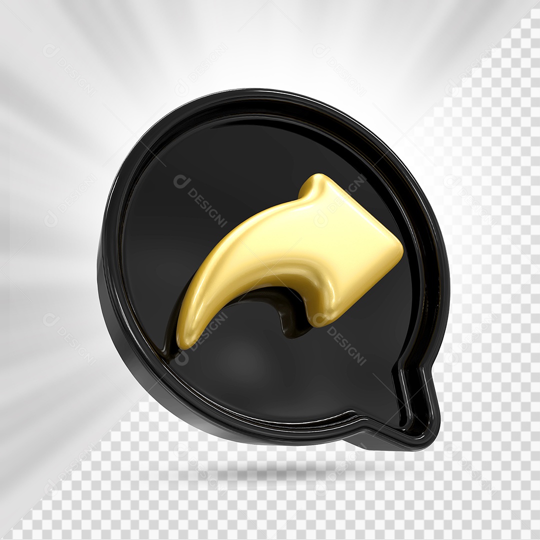 Ícone de Compartilhamento Dourado e Preto de Redes Sociais Elemento 3D PSD
