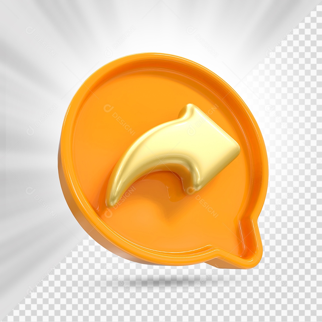 Golden And Orange Social Media Share Icon 3D Element PSD