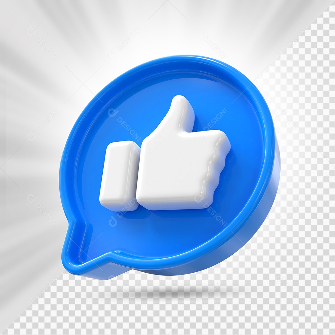 Emoji de Like Branco e Azul Elemento 3D Para Composição PSD