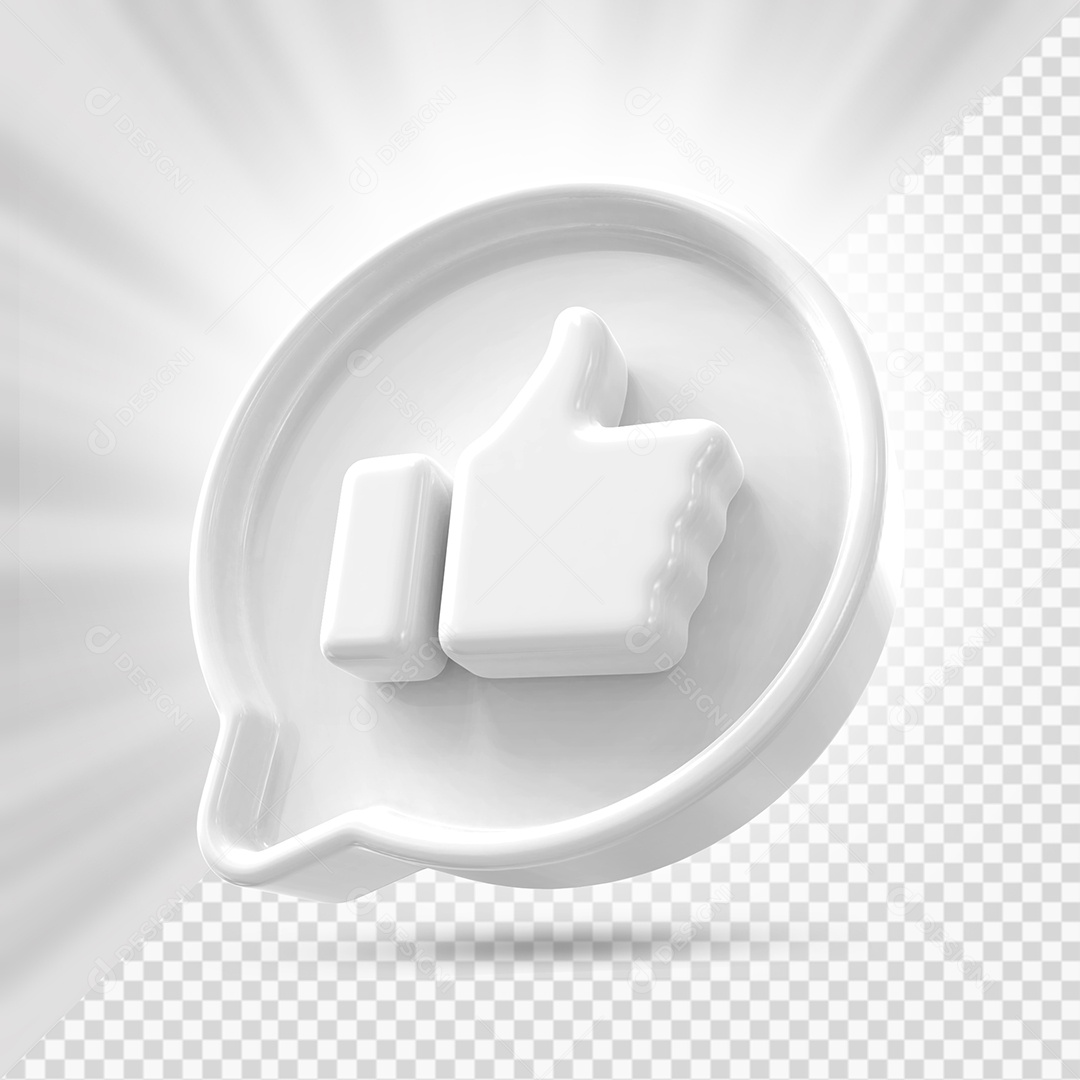 Emoji de Like Branco Elemento 3D Para Composição PSD