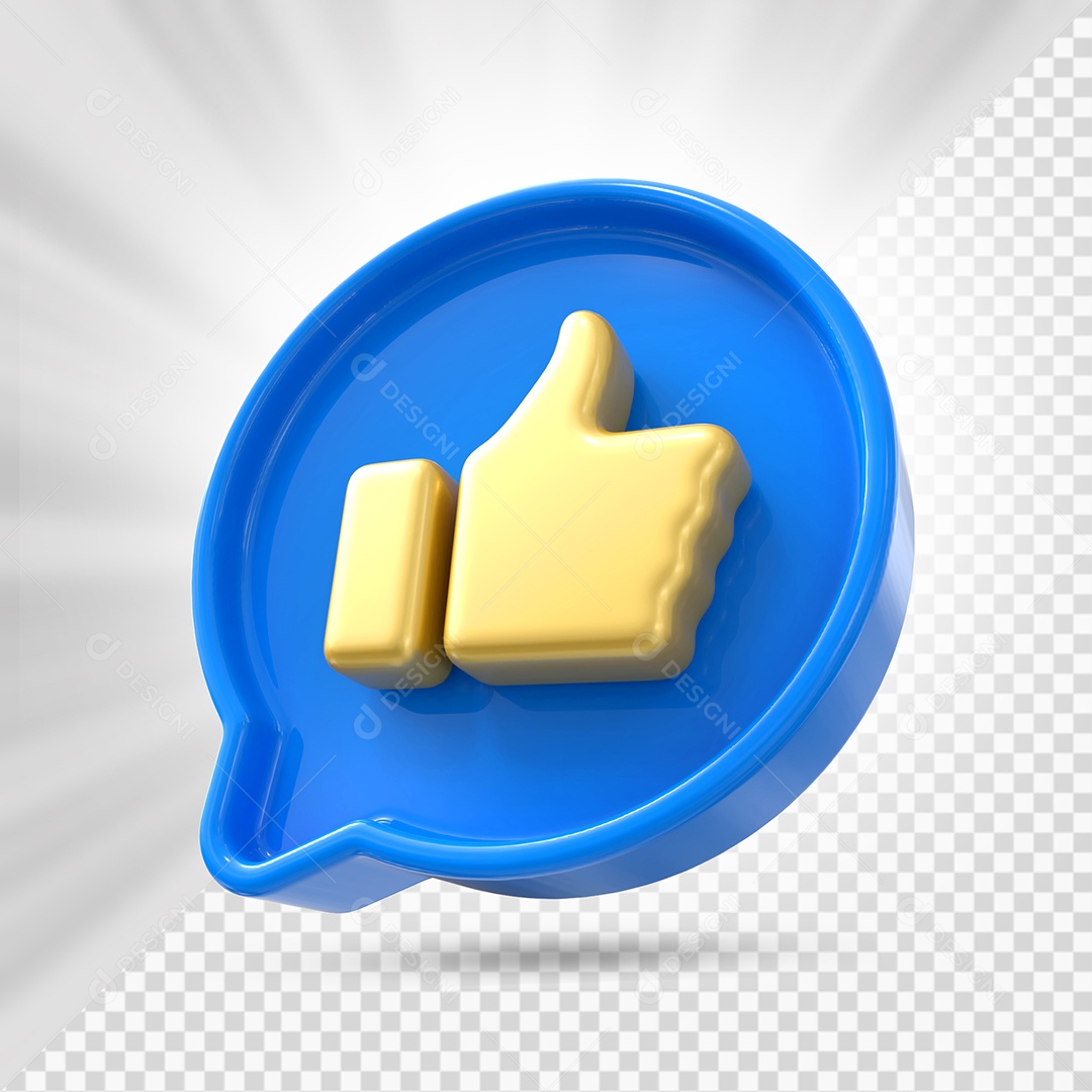 Emoji de Like Dourado e Azul Elemento 3D Para Composição PSD