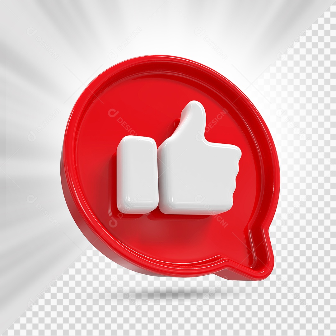Emoji de Like Branco e Vermelho Elemento 3D Para Composição PSD
