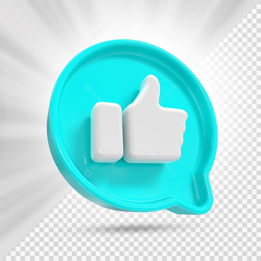 Emoji de Like Branco e Azul Marinho Elemento 3D para Composição PSD