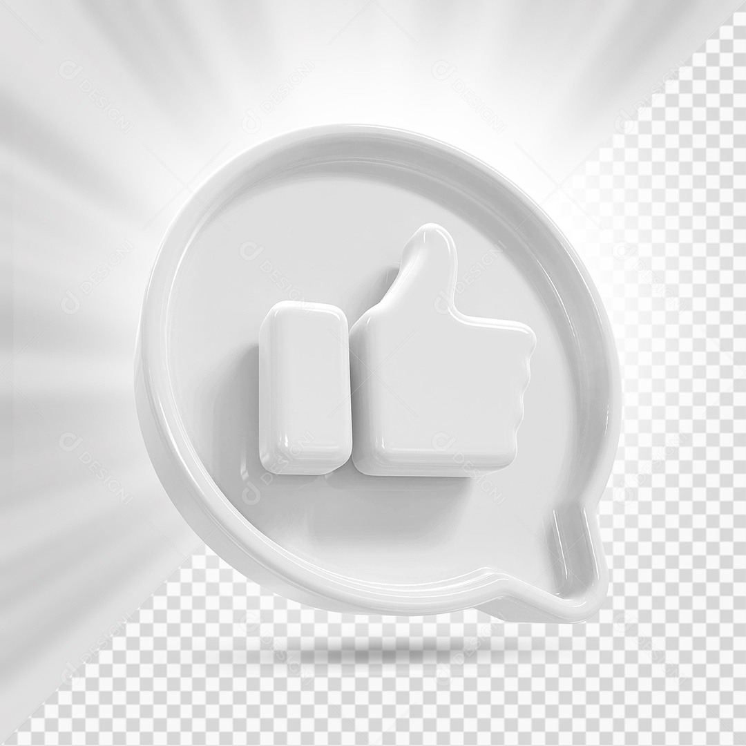Emoji de Like Branco Elemento 3D para Composição PSD