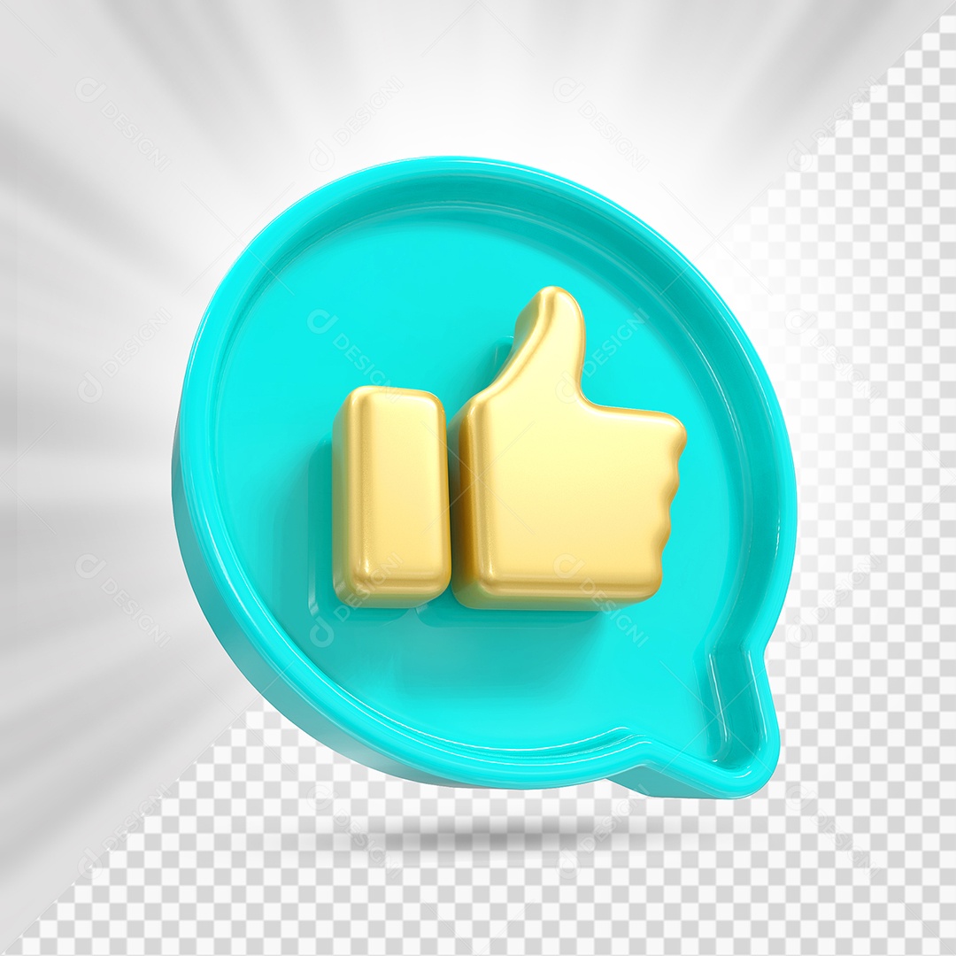 Emoji de Like Dourado e Azul Marinho Elemento 3D para Composição PSD
