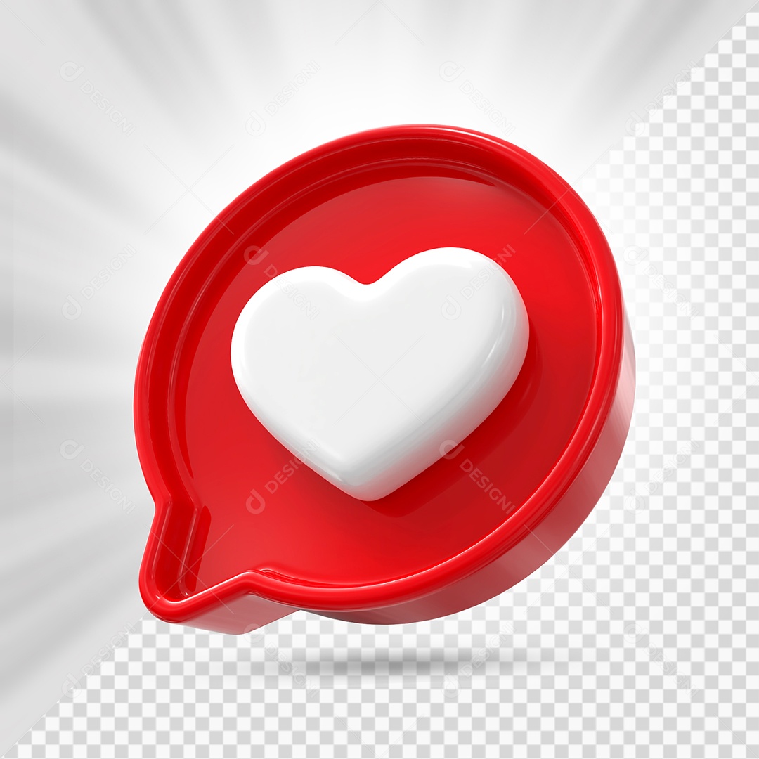 White and Red Heart Emoji 3D Element for Compositing PSD