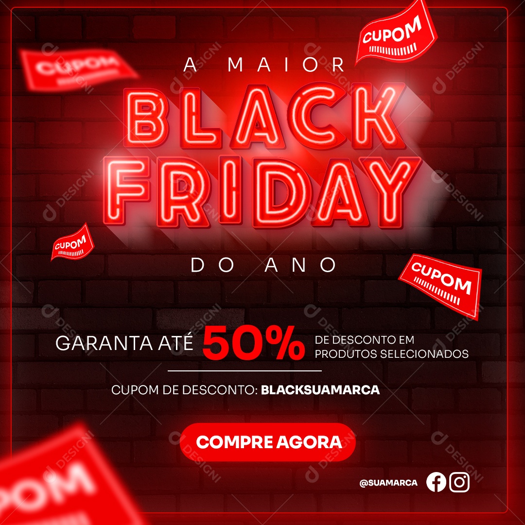 A Maior Black Friday do Ano Garanta Até 50% de Desconto Em Produtos Selecionados Social Media PSD Editável