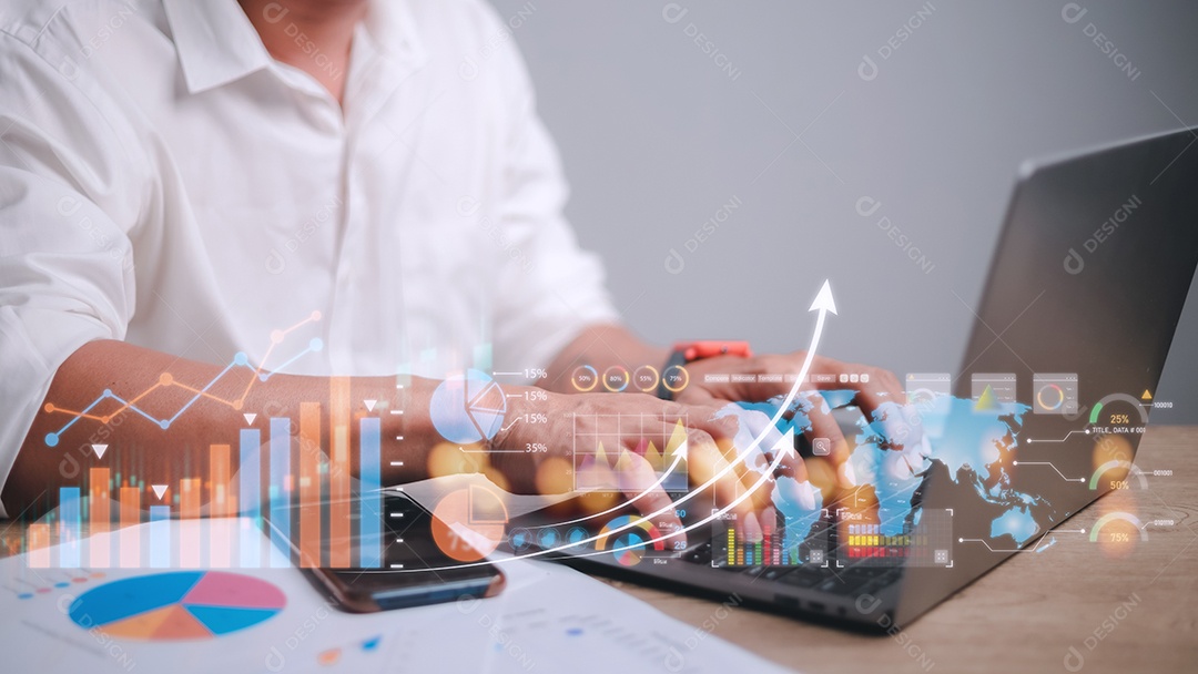 Análise de dados para o conceito de negócios e finanças. interface gráfica