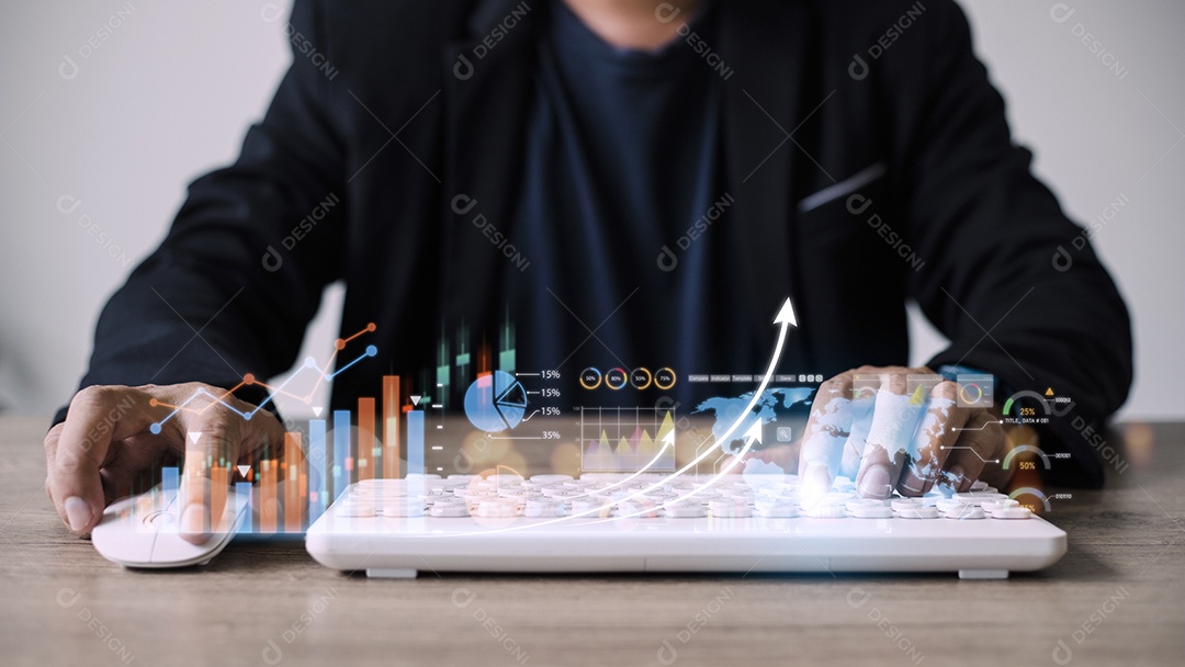 Análise de dados para o conceito de negócios e finanças. interface gráfica