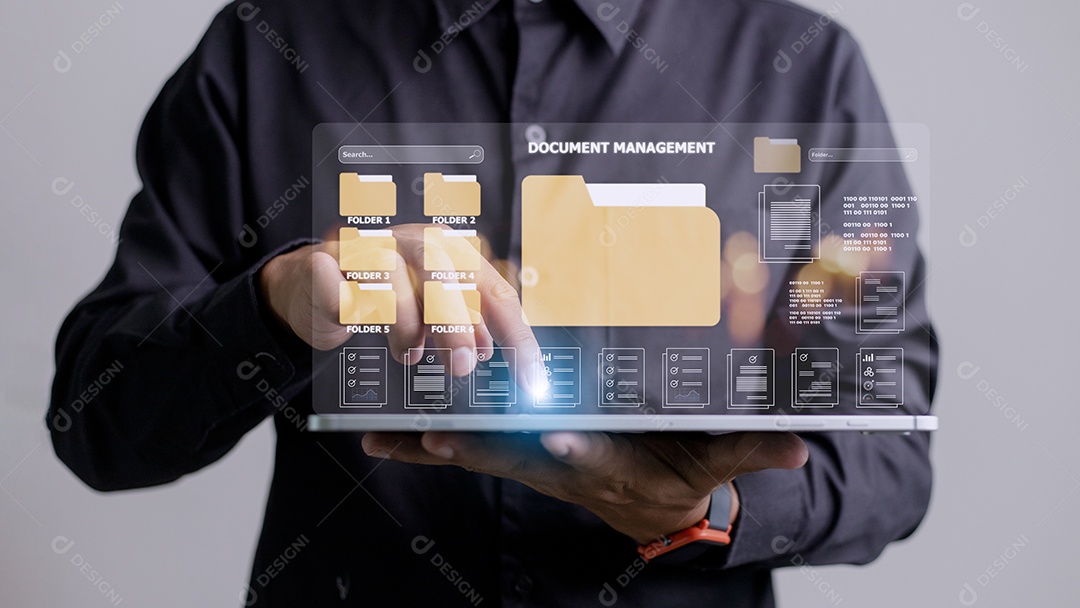 Conceito de gerenciamento de documentos. Ícones da tela virtual Gerenciamento de documentos