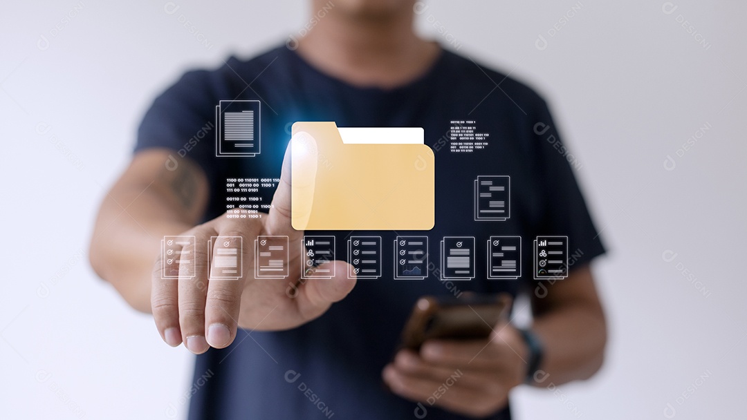 Dispositivo digital de toque do dedo do empresário