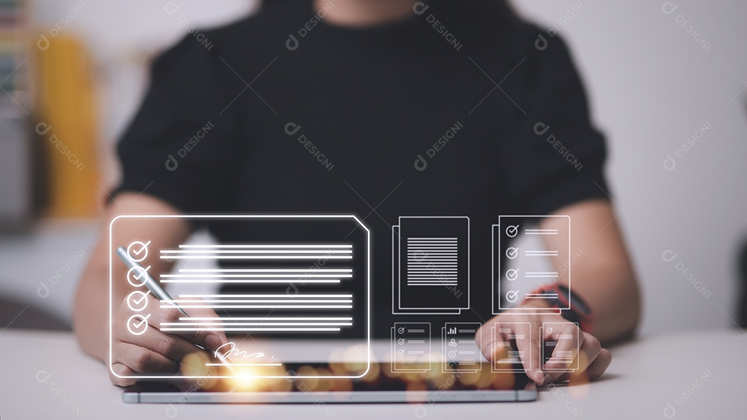 Assinatura eletrônica e conceito de escritório sem papel