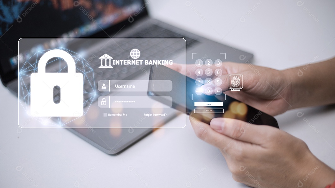 Pessoas usam internet banking em smartphones.