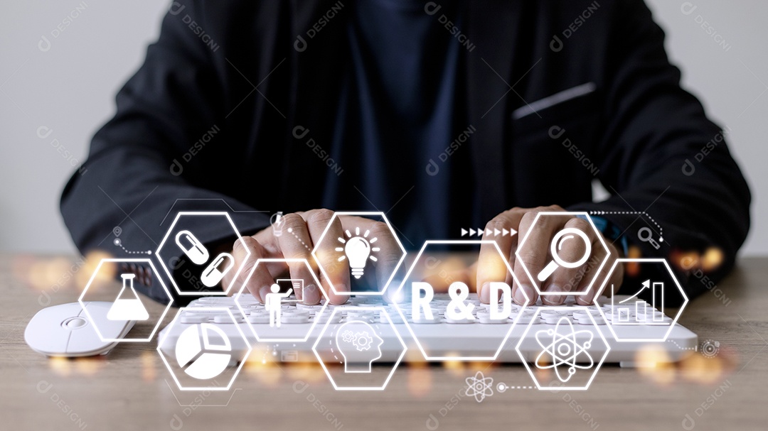 Empresário tocou no sinal de rede de negócios de rede de ícone