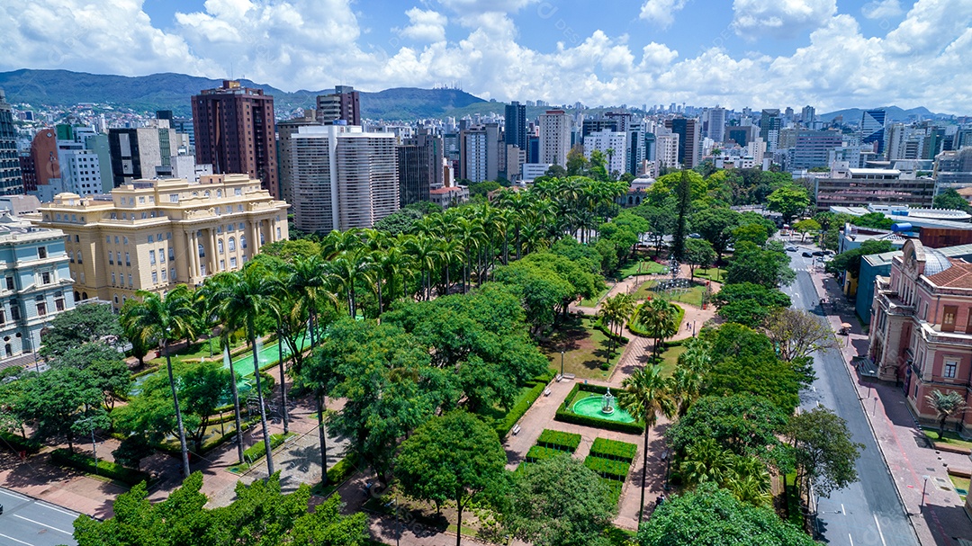 Vista aérea da Praça da Liberdade em Belo Horizonte, Minas Gerais, Brasil.