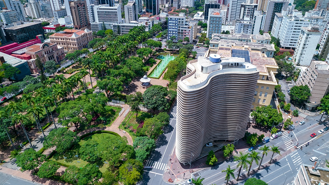 Vista aérea da Praça da Liberdade em Belo Horizonte, Minas Gerais, Brasil.