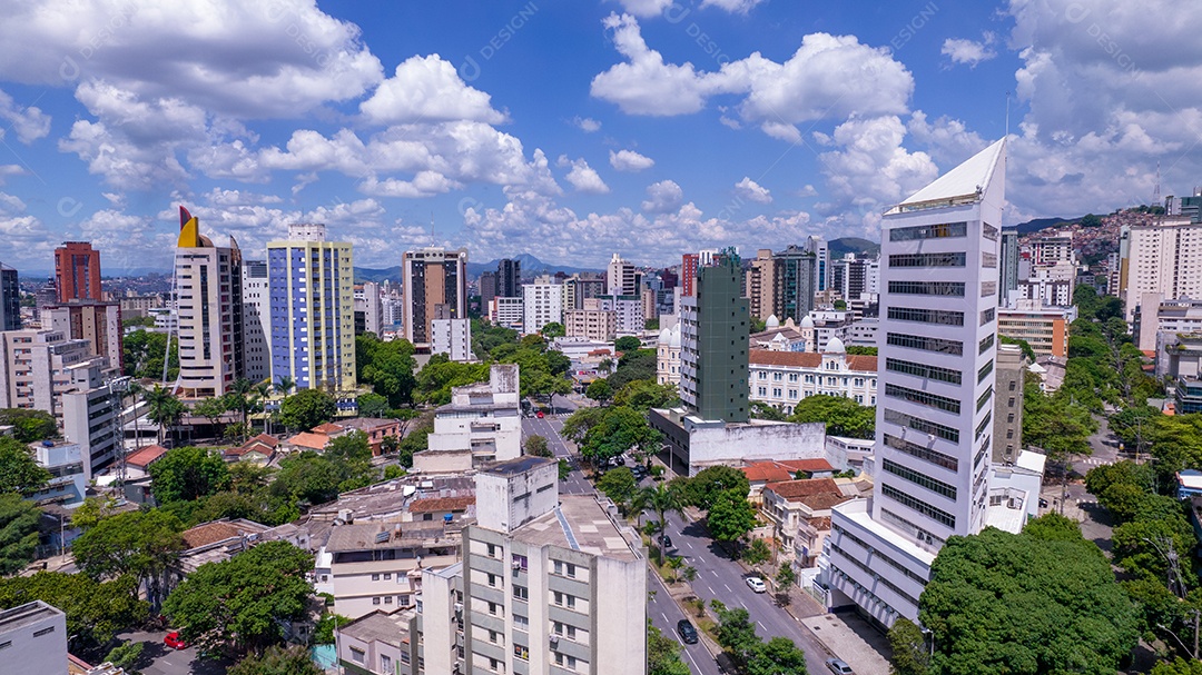 Vista aérea da região central de Belo Horizonte, Minas Gerais, Brasil. edifícios comerciais