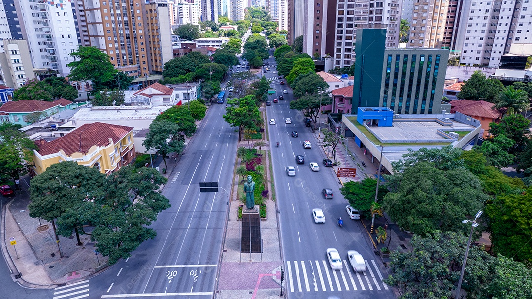 Vista aérea da região central de Belo Horizonte, Minas Gerais, Brasil. Prédios comerciais na Avenida Afonso Pena.