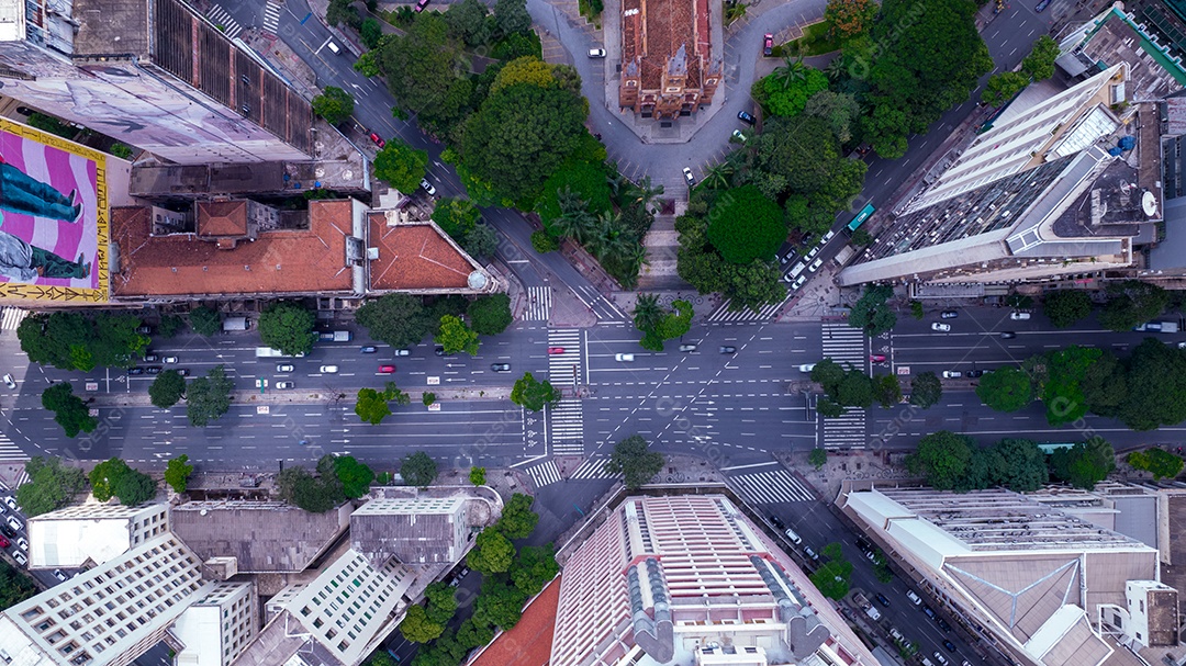 Vista aérea da região central de Belo Horizonte, Minas Gerais, Brasil. edifícios comerciais