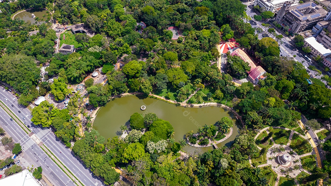 Vista aérea do Parque Belo Horizonte, Minas Gerais, Brasil. Centro da cidade