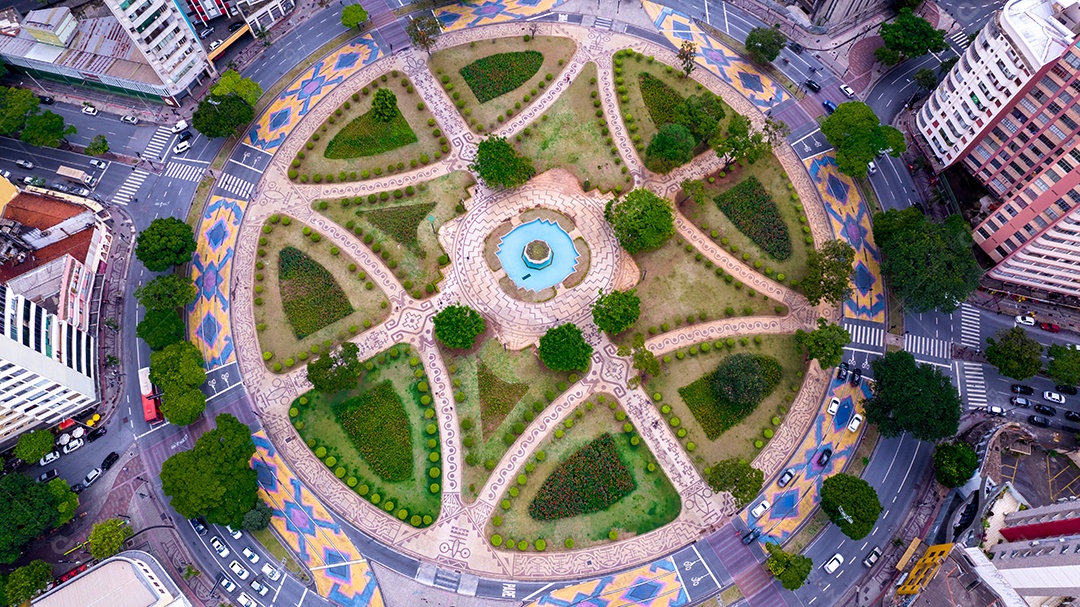 Vista aérea da praça Raul Soares, Belo Horizonte, Minas Gerais, Brasil. Centro da cidade.