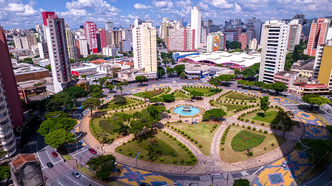 Vista aérea da praça Raul Soares, Belo Horizonte, Minas Gerais, Brasil. Centro da cidade.