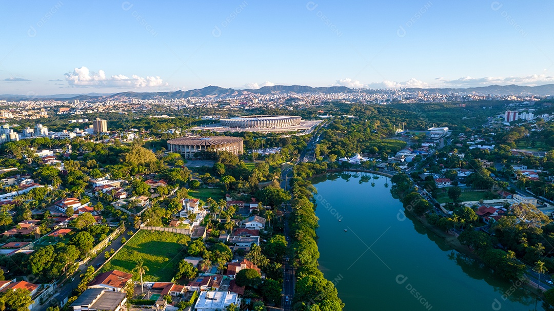Vista aérea da Lagoa da Pampulha em Minas Gerais, Belo Horizonte