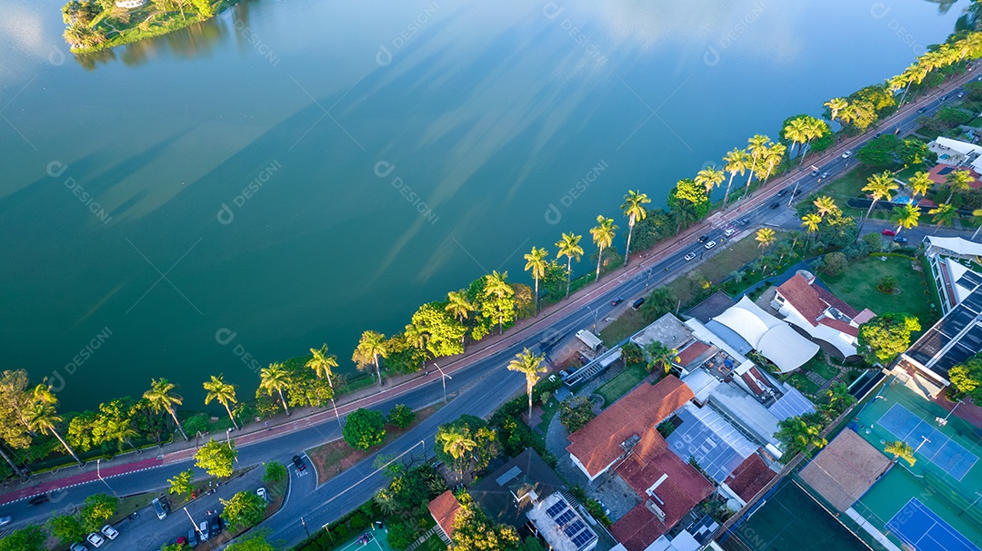 Vista aérea da Lagoa da Pampulha em Minas Gerais, Belo Horizonte