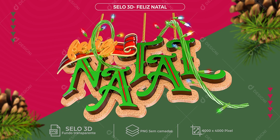 Selo 3D de Natal Para Composição PNG Transparente Sem Fundo