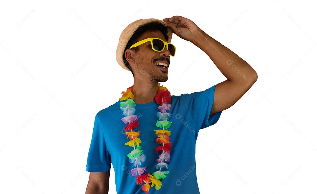 Homem negro fantasiado para o carnaval do brasil isolado