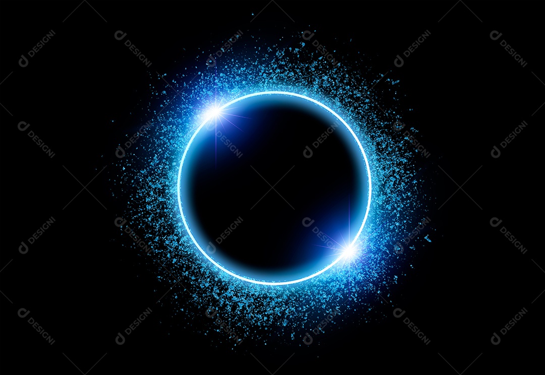 Moldura de luz circular em fundo preto