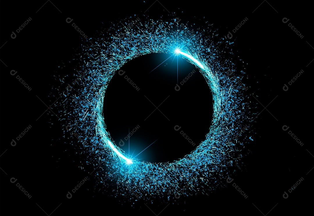 Moldura de luz circular em fundo preto