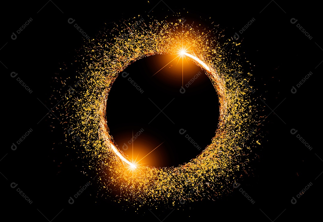 Moldura de luz circular em fundo preto