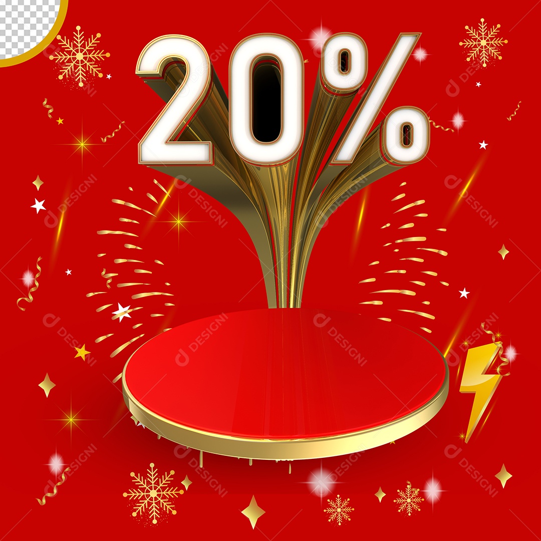 Elemento 3D Para Composição Podium 20% de Desconto PSD