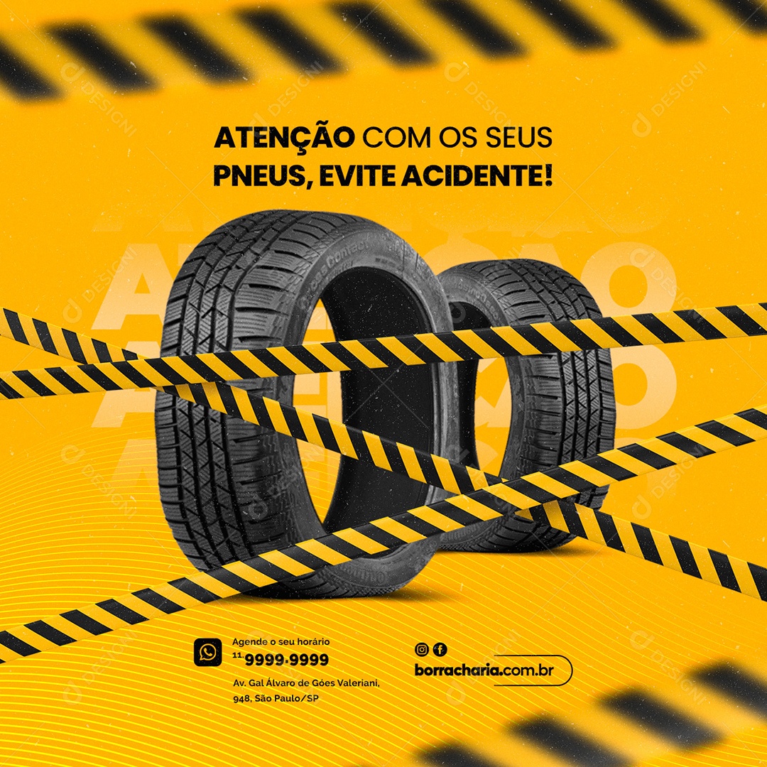 Atenção com Os Seus Pneus Oficina Mecânica Social Media PSD Editável